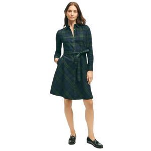 Brooks Bothers Black Watch Plaid Belted Shirt Dress